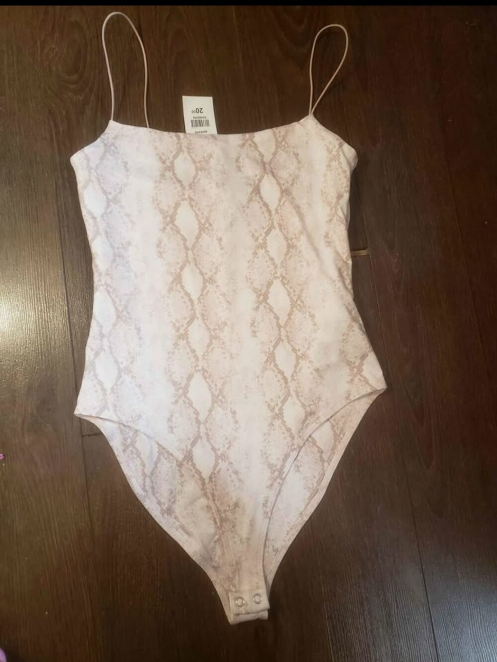 Forever 21 Pink Snake-Print Spaghetti Strap Bodysuit